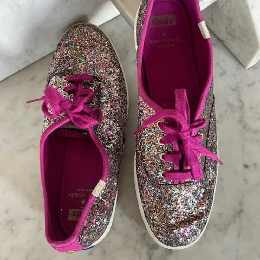KEDS X KATE SPADE Champion Grape Glitter Women Lace Up Sneakers Size US 10